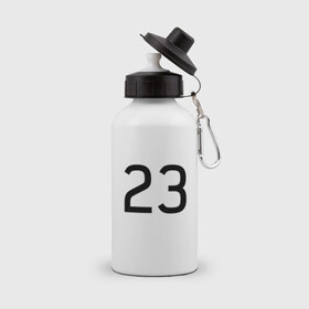 Бутылка спортивная с принтом Number 23 Jordan, Lebron в Кировске, металл | емкость — 500 мл, в комплекте две пластиковые крышки и карабин для крепления | jordan