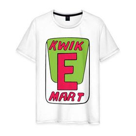 Мужская футболка хлопок с принтом KWIK E MART в Кировске, 100% хлопок | прямой крой, круглый вырез горловины, длина до линии бедер, слегка спущенное плечо. | kwik e mart the simpsons симпсоны квик е марк