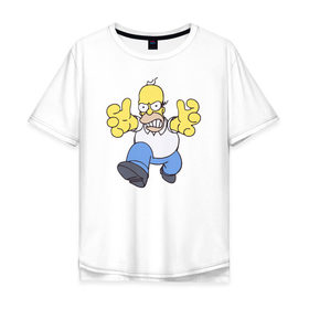 Мужская футболка хлопок Oversize с принтом Angry Homer в Кировске, 100% хлопок | свободный крой, круглый ворот, “спинка” длиннее передней части | Тематика изображения на принте: angry homer simpson симпсон злой гомер барт