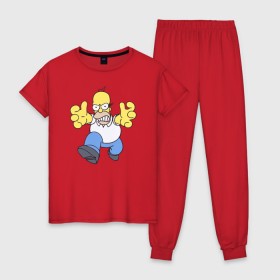 Женская пижама хлопок с принтом Angry Homer в Кировске, 100% хлопок | брюки и футболка прямого кроя, без карманов, на брюках мягкая резинка на поясе и по низу штанин | angry homer simpson симпсон злой гомер барт