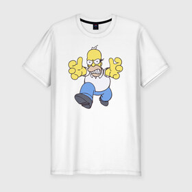 Мужская футболка премиум с принтом Angry Homer в Кировске, 92% хлопок, 8% лайкра | приталенный силуэт, круглый вырез ворота, длина до линии бедра, короткий рукав | angry homer simpson симпсон злой гомер барт