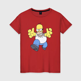 Женская футболка хлопок с принтом Angry Homer в Кировске, 100% хлопок | прямой крой, круглый вырез горловины, длина до линии бедер, слегка спущенное плечо | angry homer simpson симпсон злой гомер барт