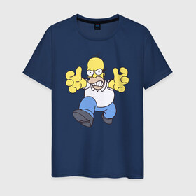 Мужская футболка хлопок с принтом Angry Homer в Кировске, 100% хлопок | прямой крой, круглый вырез горловины, длина до линии бедер, слегка спущенное плечо. | Тематика изображения на принте: angry homer simpson симпсон злой гомер барт