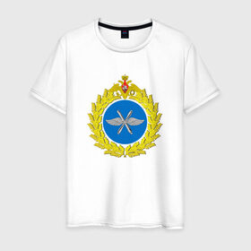 Мужская футболка хлопок с принтом Военно-воздушные силы в Кировске, 100% хлопок | прямой крой, круглый вырез горловины, длина до линии бедер, слегка спущенное плечо. | армия | военно воздушные силы | военный | войска | вооруженные | силы | служба | эмблема