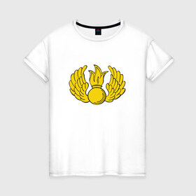 Женская футболка хлопок с принтом Воздушно-десантные войска в Кировске, 100% хлопок | прямой крой, круглый вырез горловины, длина до линии бедер, слегка спущенное плечо | 