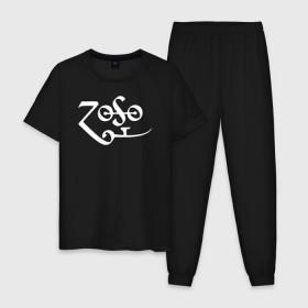 Мужская пижама хлопок с принтом Led Zeppelin в Кировске, 100% хлопок | брюки и футболка прямого кроя, без карманов, на брюках мягкая резинка на поясе и по низу штанин
 | led zeppelin music лэд зепплин