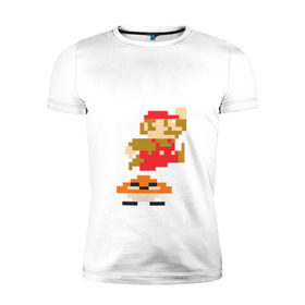 Мужская футболка премиум с принтом Mario в Кировске, 92% хлопок, 8% лайкра | приталенный силуэт, круглый вырез ворота, длина до линии бедра, короткий рукав | nintendo | марио | нинтендо