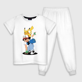 Детская пижама хлопок с принтом Пикачу в Кировске, 100% хлопок |  брюки и футболка прямого кроя, без карманов, на брюках мягкая резинка на поясе и по низу штанин
 | 