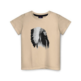 Детская футболка хлопок с принтом Джонни Депп в Кировске, 100% хлопок | круглый вырез горловины, полуприлегающий силуэт, длина до линии бедер | Тематика изображения на принте: актер | джонни депп | индеец