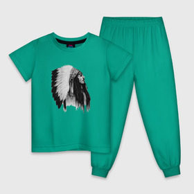 Детская пижама хлопок с принтом Джонни Депп в Кировске, 100% хлопок |  брюки и футболка прямого кроя, без карманов, на брюках мягкая резинка на поясе и по низу штанин
 | Тематика изображения на принте: актер | джонни депп | индеец