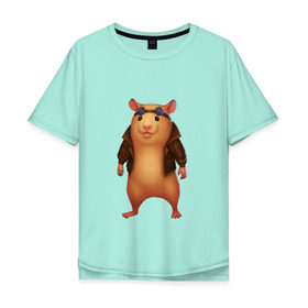 Мужская футболка хлопок Oversize с принтом Хомяк в Кировске, 100% хлопок | свободный крой, круглый ворот, “спинка” длиннее передней части | арт | животные | зверь | няша | смешное | хомяк | хомячок