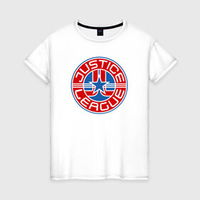 Женская футболка хлопок с принтом Justice league в Кировске, 100% хлопок | прямой крой, круглый вырез горловины, длина до линии бедер, слегка спущенное плечо | 
