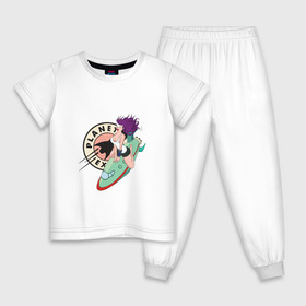 Детская пижама хлопок с принтом Футурама в Кировске, 100% хлопок |  брюки и футболка прямого кроя, без карманов, на брюках мягкая резинка на поясе и по низу штанин
 | 