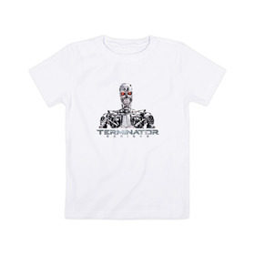 Детская футболка хлопок с принтом Терминатор в Кировске, 100% хлопок | круглый вырез горловины, полуприлегающий силуэт, длина до линии бедер | genisys | terminator | арнольд | генезис | терминатор | шварцнеггер