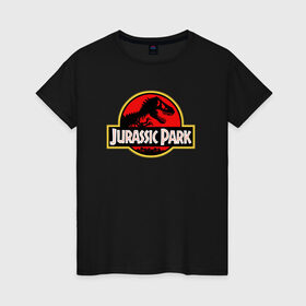 Женская футболка хлопок с принтом Jurassic park в Кировске, 100% хлопок | прямой крой, круглый вырез горловины, длина до линии бедер, слегка спущенное плечо | юрского периода