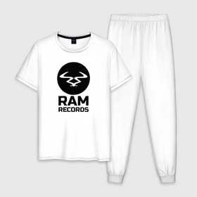 Мужская пижама хлопок с принтом Ram Records Main в Кировске, 100% хлопок | брюки и футболка прямого кроя, без карманов, на брюках мягкая резинка на поясе и по низу штанин
 | drum | music | ram | records