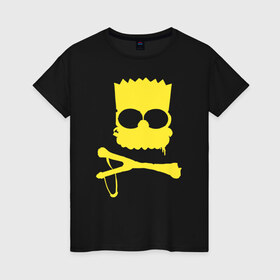 Женская футболка хлопок с принтом Bart Simpson в Кировске, 100% хлопок | прямой крой, круглый вырез горловины, длина до линии бедер, слегка спущенное плечо | 