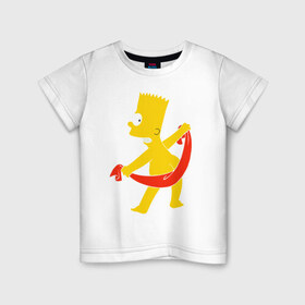 Детская футболка хлопок с принтом Барт с полотенцем в Кировске, 100% хлопок | круглый вырез горловины, полуприлегающий силуэт, длина до линии бедер | барт с полотенцем the simpson симпсоны bart