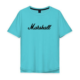 Мужская футболка хлопок Oversize с принтом Marshall logo в Кировске, 100% хлопок | свободный крой, круглый ворот, “спинка” длиннее передней части | guitars | marshall | music | гитары | музыка