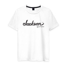 Мужская футболка хлопок с принтом Jackson logo в Кировске, 100% хлопок | прямой крой, круглый вырез горловины, длина до линии бедер, слегка спущенное плечо. | guitars | jackson | music | гитары | музыка