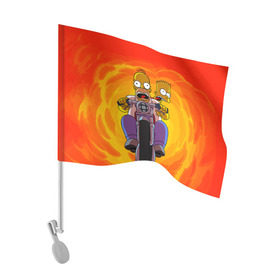 Флаг для автомобиля с принтом Симпсоны на байке в Кировске, 100% полиэстер | Размер: 30*21 см | Тематика изображения на принте: гомер