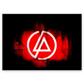 Поздравительная открытка с принтом Linkin Park в Кировске, 100% бумага | плотность бумаги 280 г/м2, матовая, на обратной стороне линовка и место для марки
 | Тематика изображения на принте: linkin park | линкин парк | логотип | рок