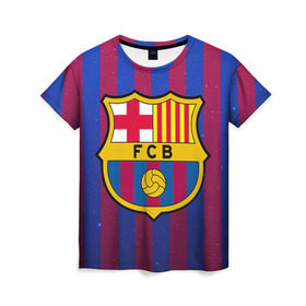 Женская футболка 3D с принтом Барселона в Кировске, 100% полиэфир ( синтетическое хлопкоподобное полотно) | прямой крой, круглый вырез горловины, длина до линии бедер | barcelona | барса | барселона | спорт | фк | футбол