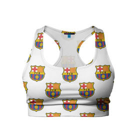 Женский спортивный топ 3D с принтом Барселона в Кировске, 82% полиэстер, 18% спандекс Ткань безопасна для здоровья, позволяет коже дышать, не мнется и не растягивается |  | barcelona | барса | барселона | спорт | фк | футбол