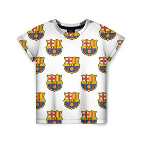 Детская футболка 3D с принтом Барселона в Кировске, 100% гипоаллергенный полиэфир | прямой крой, круглый вырез горловины, длина до линии бедер, чуть спущенное плечо, ткань немного тянется | barcelona | барса | барселона | спорт | фк | футбол