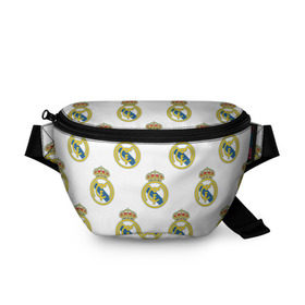 Поясная сумка 3D с принтом Real Madrid в Кировске, 100% полиэстер | плотная ткань, ремень с регулируемой длиной, внутри несколько карманов для мелочей, основное отделение и карман с обратной стороны сумки застегиваются на молнию | real madrid | реал мадрид | спорт | фк | футбол
