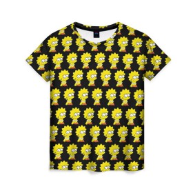 Женская футболка 3D с принтом Лиза Симпсон в Кировске, 100% полиэфир ( синтетическое хлопкоподобное полотно) | прямой крой, круглый вырез горловины, длина до линии бедер | simpsons | лиза | симпсоны