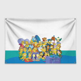 Флаг-баннер с принтом Симпсоны в Кировске, 100% полиэстер | размер 67 х 109 см, плотность ткани — 95 г/м2; по краям флага есть четыре люверса для крепления | гомер