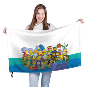 Флаг 3D с принтом Симпсоны в Кировске, 100% полиэстер | плотность ткани — 95 г/м2, размер — 67 х 109 см. Принт наносится с одной стороны | гомер