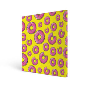 Холст квадратный с принтом Пончики в Кировске, 100% ПВХ |  | donut | simpsons | паттерн | пончик