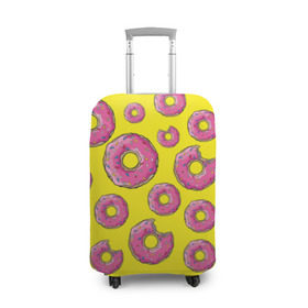 Чехол для чемодана 3D с принтом Пончики в Кировске, 86% полиэфир, 14% спандекс | двустороннее нанесение принта, прорези для ручек и колес | donut | simpsons | паттерн | пончик