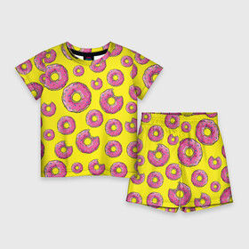Детский костюм с шортами 3D с принтом Пончики в Кировске,  |  | donut | simpsons | паттерн | пончик