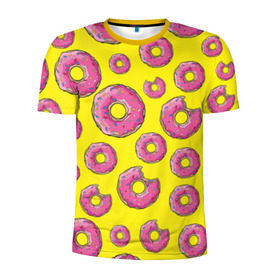Мужская футболка 3D спортивная с принтом Пончики в Кировске, 100% полиэстер с улучшенными характеристиками | приталенный силуэт, круглая горловина, широкие плечи, сужается к линии бедра | donut | simpsons | паттерн | пончик