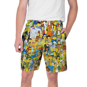 Мужские шорты 3D с принтом Симпсоны в Кировске,  полиэстер 100% | прямой крой, два кармана без застежек по бокам. Мягкая трикотажная резинка на поясе, внутри которой широкие завязки. Длина чуть выше колен | гомер