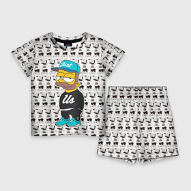Детский костюм с шортами 3D с принтом Барт Симпсон в Кировске,  |  | Тематика изображения на принте: bart |   |  bart simpson |  jo jo |  simpsons |  the simpsons |  симпсоны | барт | барт симпсон | джо джо