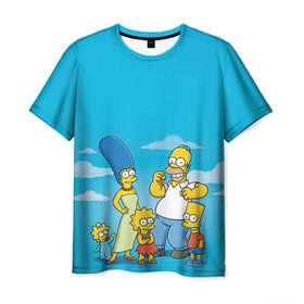 Мужская футболка 3D с принтом Симпсоны в Кировске, 100% полиэфир | прямой крой, круглый вырез горловины, длина до линии бедер | гомер