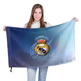 Флаг 3D с принтом Real Madrid в Кировске, 100% полиэстер | плотность ткани — 95 г/м2, размер — 67 х 109 см. Принт наносится с одной стороны | real madrid | реал мадрид | спорт | футбол