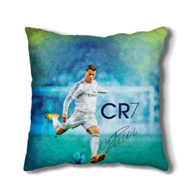 Подушка 3D с принтом Ronaldo в Кировске, наволочка – 100% полиэстер, наполнитель – холлофайбер (легкий наполнитель, не вызывает аллергию). | состоит из подушки и наволочки. Наволочка на молнии, легко снимается для стирки | роналдо