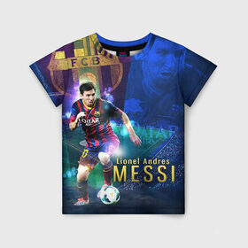 Детская футболка 3D с принтом Messi в Кировске, 100% гипоаллергенный полиэфир | прямой крой, круглый вырез горловины, длина до линии бедер, чуть спущенное плечо, ткань немного тянется | месси