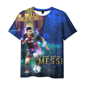 Мужская футболка 3D с принтом Messi в Кировске, 100% полиэфир | прямой крой, круглый вырез горловины, длина до линии бедер | Тематика изображения на принте: месси