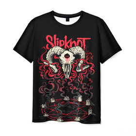 Мужская футболка 3D с принтом Slipknot в Кировске, 100% полиэфир | прямой крой, круглый вырез горловины, длина до линии бедер | deth | rock | slipknot | баран | маска | мрак | рок | слипнот | череп