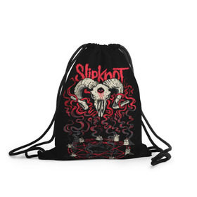 Рюкзак-мешок 3D с принтом Slipknot в Кировске, 100% полиэстер | плотность ткани — 200 г/м2, размер — 35 х 45 см; лямки — толстые шнурки, застежка на шнуровке, без карманов и подкладки | deth | rock | slipknot | баран | маска | мрак | рок | слипнот | череп