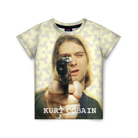 Детская футболка 3D с принтом Nirvana в Кировске, 100% гипоаллергенный полиэфир | прямой крой, круглый вырез горловины, длина до линии бедер, чуть спущенное плечо, ткань немного тянется | Тематика изображения на принте: cobain | curt | nirvana | rock | кобейн | курт | рок