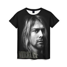 Женская футболка 3D с принтом Nirvana в Кировске, 100% полиэфир ( синтетическое хлопкоподобное полотно) | прямой крой, круглый вырез горловины, длина до линии бедер | cobain | curt | nirvana | rock | кобейн | курт | рок