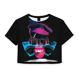 Женская футболка 3D укороченная с принтом The Prodigy в Кировске, 100% полиэстер | круглая горловина, длина футболки до линии талии, рукава с отворотами | лиса