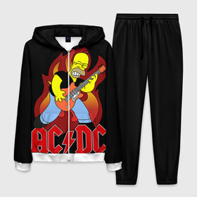 Мужской костюм 3D с принтом AC/DC в Кировске, 100% полиэстер | Манжеты и пояс оформлены тканевой резинкой, двухслойный капюшон со шнурком для регулировки, карманы спереди | ac dc | acdc | rock | рок | эйсидиси